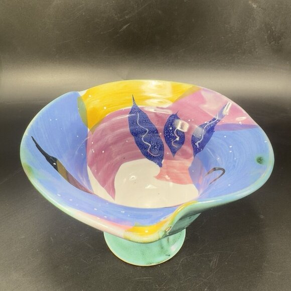 Italian Art Pottery Footed Dish Bowl Container Hand Made RedWare Made In Italy - Picture 10 of 14